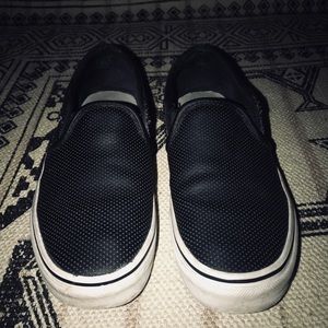 Perforated Leather Vans Slip Ons
